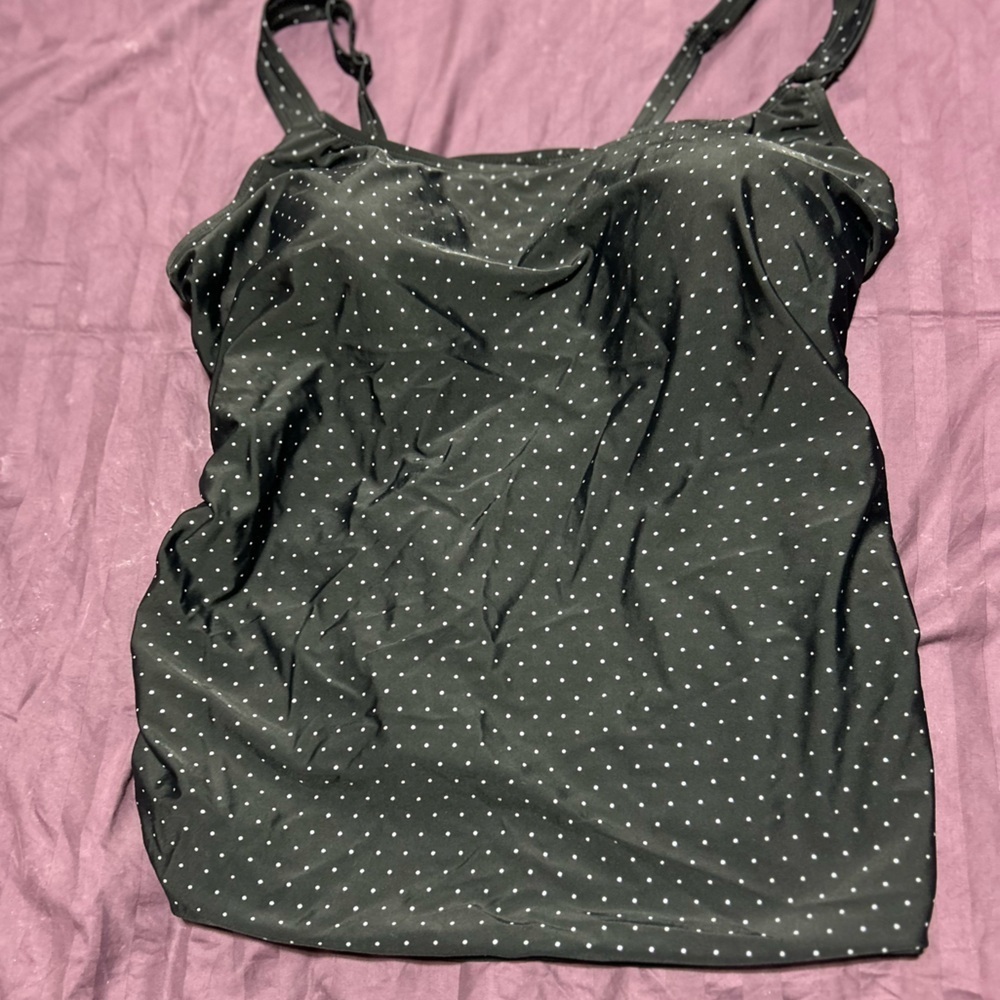 Black Krista Polka Dot swimsuit top- 2X-perfect to wear with shorts